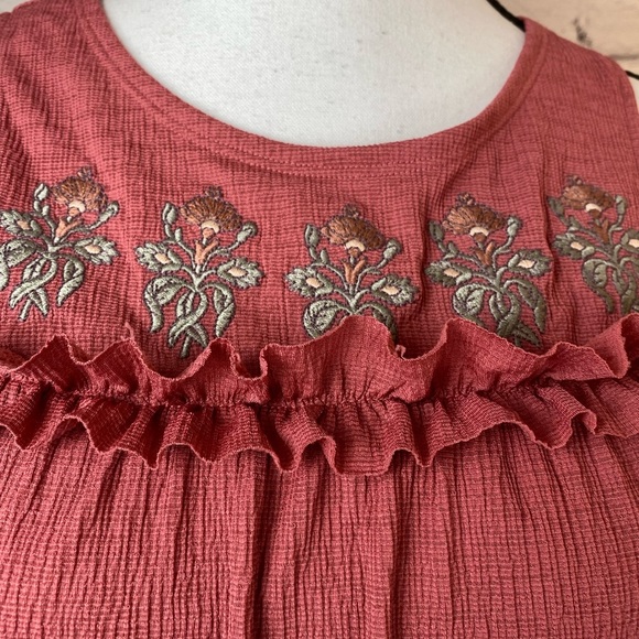 LC Lauren Conrad Embroidered Pink Cold Shoulder Boho Dress size XS oversized - Picture 3 of 10